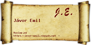 Jávor Emil névjegykártya